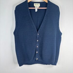 Vintage Eddie Bauer Sweater Size L Made in USA Navy Academia Grandpa Heritage